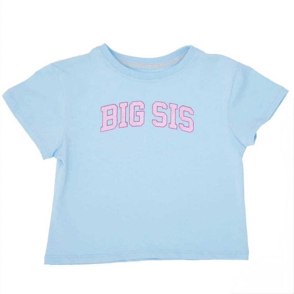 NEW AZARHIA girl's big sis glitter boxy tee in light blue